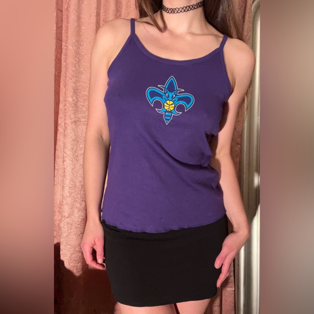 Vintage 2010s New Orleans Hornets Rare Basketball Purple Strappy Tank Top SM